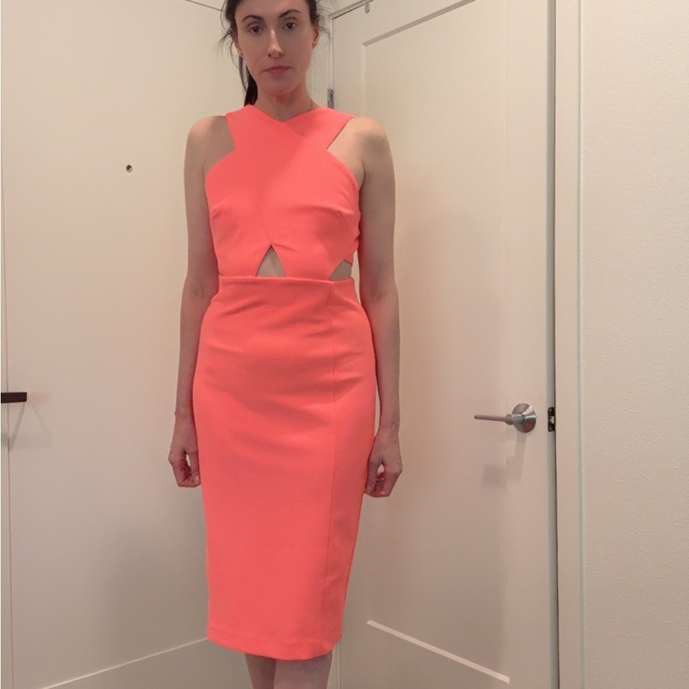Karen Millen Vibrant Coral Midi Dress